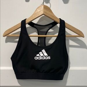 ADIDAS Womans Black White Mesh Racerback Sports Bra